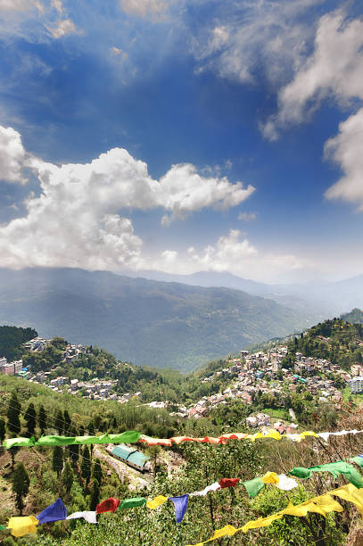 View from Tashi Viewpoint at Gangtok, India stock photo