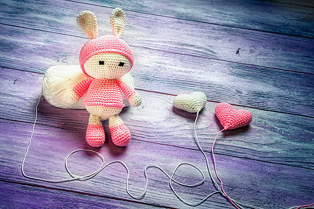 istock Handmade crochet rabbit toy doll 623211864