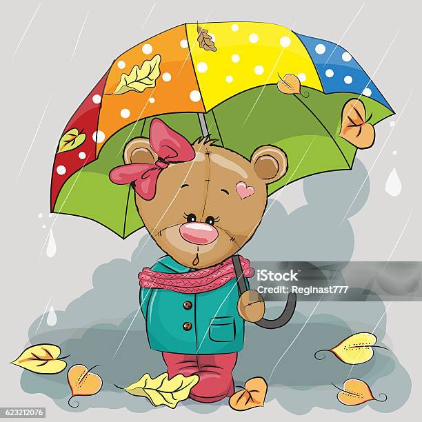 Cute Cartoon Bear With Stock Illustration - Download Image Now - Animal, Animal Themes, Autumn