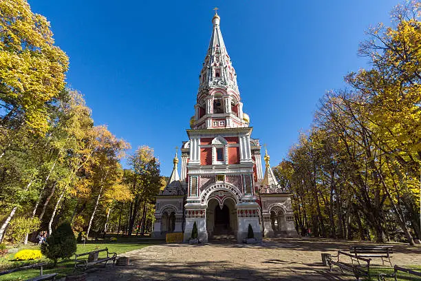 Photo of Russian church (Monastery Nativity) in town of Shipka, Bulgaria