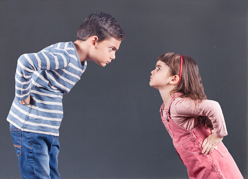 Brother and sister having an argument. Family relationships concept