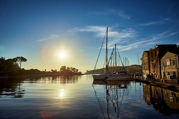 istock Sea bay with yachts at sunset 623213978