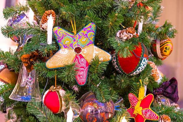 istock Christmas decorations on the branches of fir tree 623265724