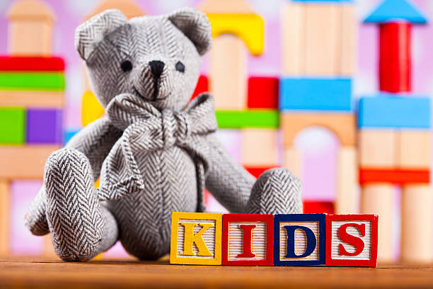 istock Kids World toy on a wooden background 623266268