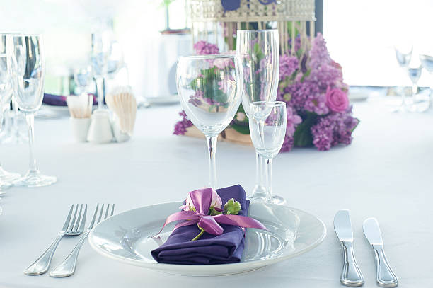 istock Festive table setting in the restaurant with flowers. Wedding decor. 623267076