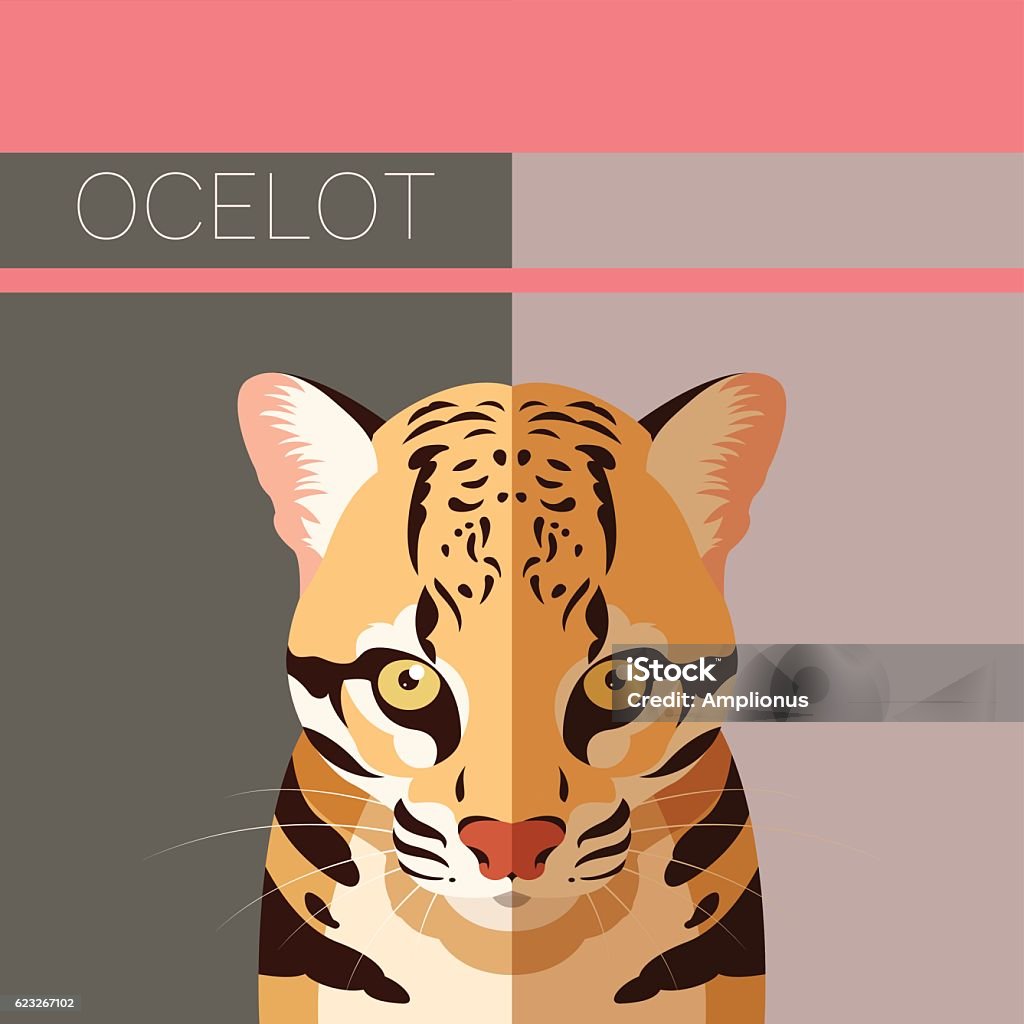 Abstract Ocelot Flat Postcard With Ocelot Stock Illustration - Download Image Now ...