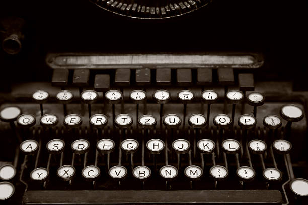 istock Close up photo of antique German typewriter machine keys 623269364