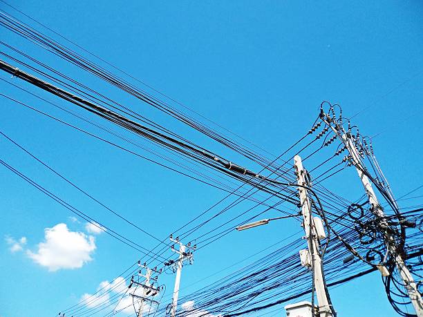 istock Electric pole connect to the high voltage electric wires 623271210