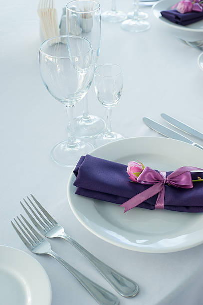 istock Festive table setting in the restaurant with flowers. Wedding decor. 623272466