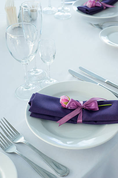 istock Festive table setting in the restaurant with flowers. Wedding decor. 623273100