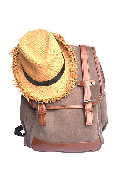 istock Brown bag with passport and smartphone on white background 623279872