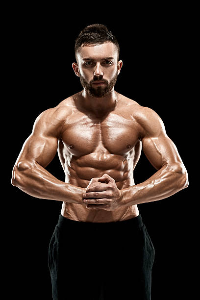 istock very muscular man posing with naked torso in studio 623281426