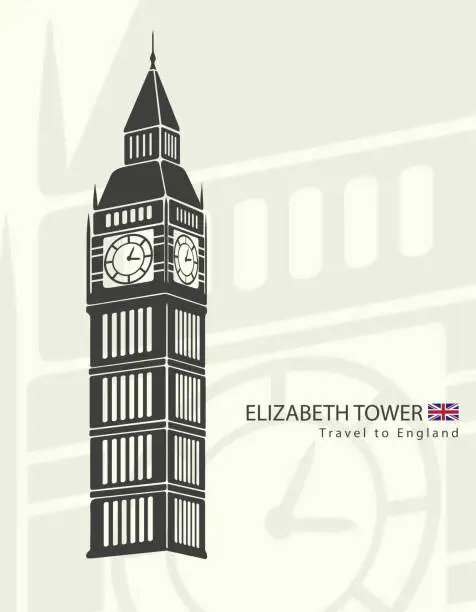 Vector illustration of Elizabeth tower clock big Ben