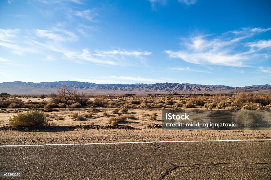 Beautiful desert A photo of the Mojave desert from the Route 66. Desert Area Stock Photo