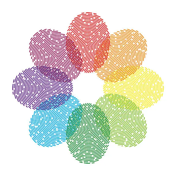 Vector illustration of Rainbow Thumbprint