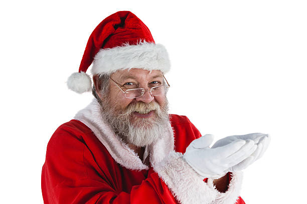 istock Happy santa claus with hands cupped against white background 623283862
