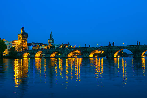 istock Viewing on Vltava river and Charles bridge at night 623284982