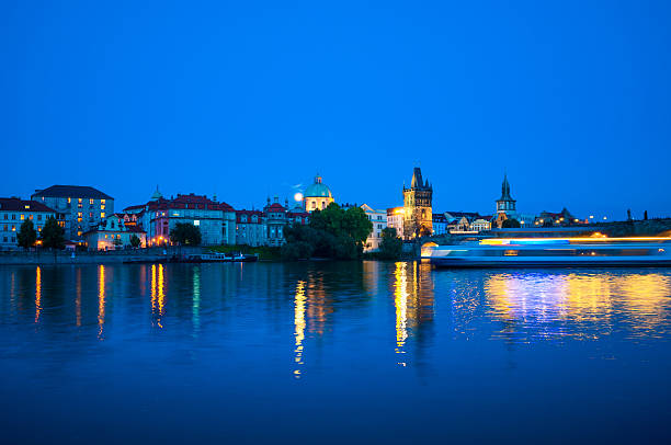 istock Viewing on Vltava river and Prague cityscape at night 623285060