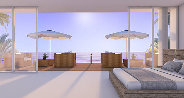 istock 3d rendering wonderful bedroom in twilight scene 623285086