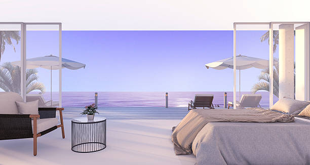 istock 3d rendering wonderful bed and armchair in twilight scene 623285450