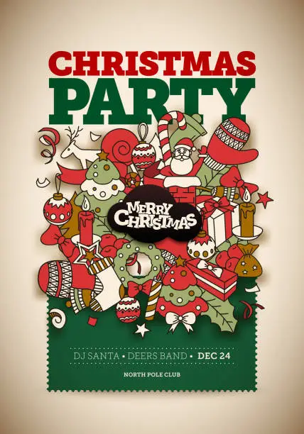 Vector illustration of Christmas Party Poster Design Template
