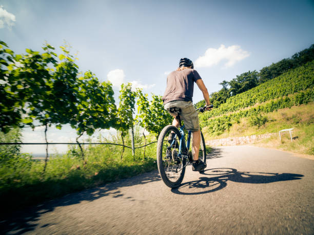 Young man riding his mountain bike