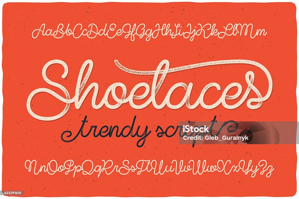 Trendige strukturierte einzeilige handgeschriebene Schriftschrift namens "Shoelaces" - Lizenzfrei Maschinenschrift Vektorgrafik