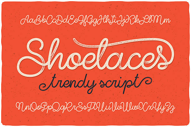 trendy textured one line handwritten font script named "shoelaces" - hat sanatı stock illustrations
