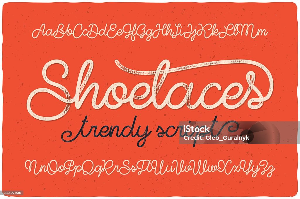 Trendy textured one line handwritten font script named "Shoelaces" Typescript stock vector