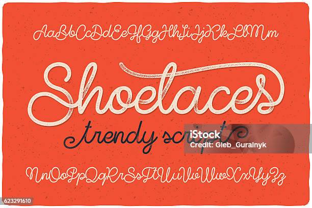 Trendy Textured One Line Handwritten Font Script Named Shoelaces Stock Illustration - Download Image Now