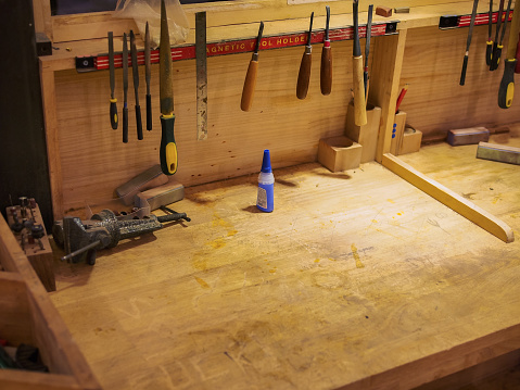 Workshop with tools and workbench