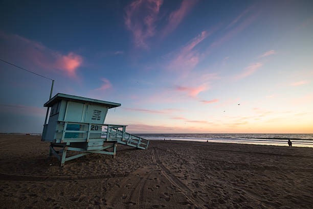 istock lifeguard tower in Santa Monica at sunset 623301726