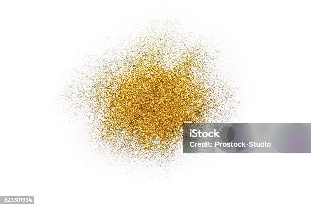 Golden Glitter Sand Texture On White Abstract Background Stock Photo - Download Image Now