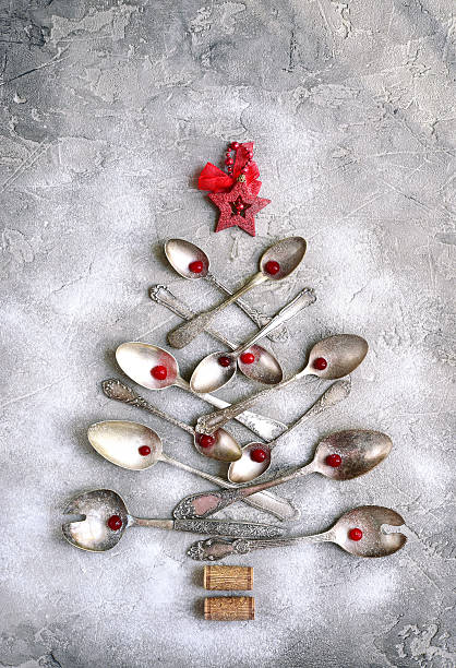 istock Abstract christmas tree made from spoons.Top view. 623302662