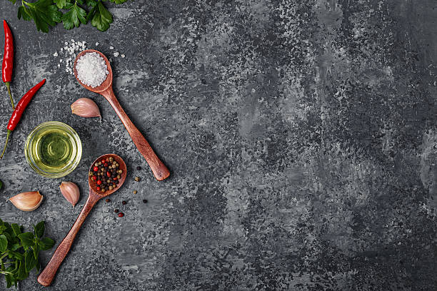istock Background with spices, herbs and olive oil. 623303658