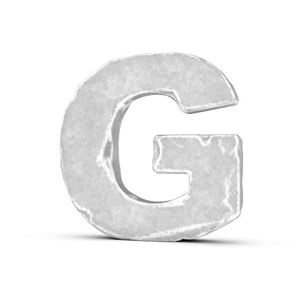 istock Rendering of stone letter G isolated on white background. 623306196