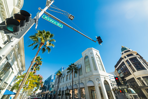 blue sky over Rodeo drive, California