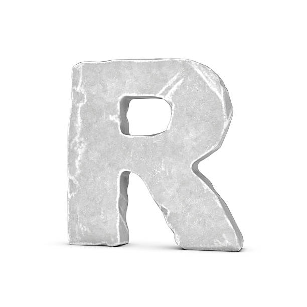 istock Rendering of stone letter R isolated on white background. 623306828