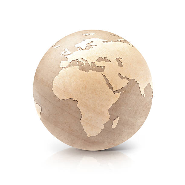 istock Wood globe 3D illustration europe and africa map 623306846
