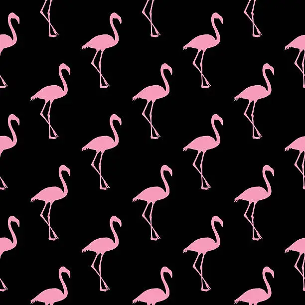 Vector illustration of Pink Flamingos Seamless Pattern