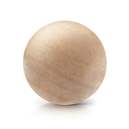 Wood ball 3D illustration on white background
