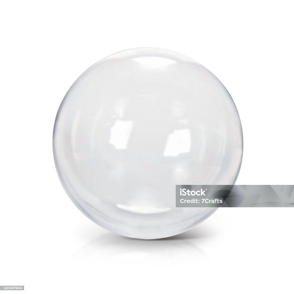 Clear glass ball 3D illustration Clear glass ball 3D illustration on white background Glass - Material Stock Photo