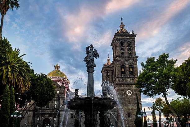 istock Fountain and Puebla Cathedral  - Puebla, Mexico 623307728