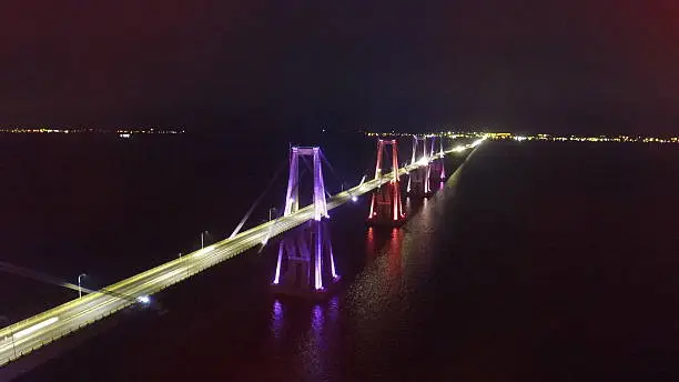 Bridge over the lake of Maracaibo, photograph taken with a drone