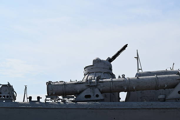 istock Part of the deck of a warship. 623343972