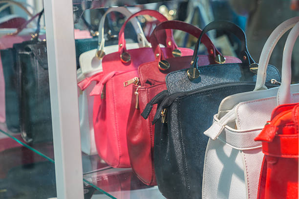 istock Women's leather handbags in a shop 623345698