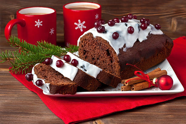 istock Christmas traditional cake with hot cocoa drink 623346922