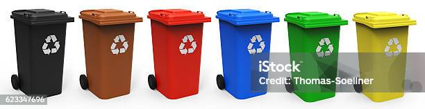 Recycle Bins Stock Photo - Download Image Now - Recycling, Garbage Can, Container