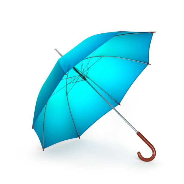 istock Blue umbrella isolated on white background. 3D illustration . 623349464
