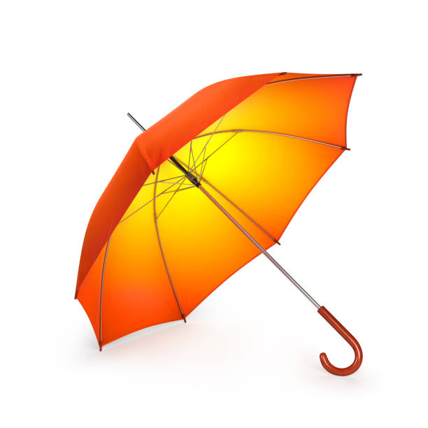 istock Orange autumn umbrella isolated on white background. 3D illustration . 623349610